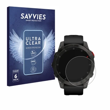 Face avant d’un emballage produit avec le logo de la marque Savvies. À côté, l’appareil Garmin epix (Gen. 2) est représenté av