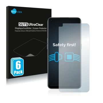 Face avant d’un emballage produit avec le logo de la marque Savvies. À côté, l’appareil OnePlus Nord CE 2 5G est représenté av