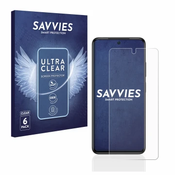 Face avant d’un emballage produit avec le logo de la marque Savvies. À côté, l’appareil Xiaomi Poco M4 Pro est représenté avec