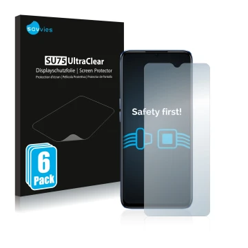 Face avant d’un emballage produit avec le logo de la marque Savvies. À côté, l’appareil realme Narzo 50 5G est représenté avec