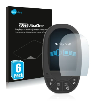 Face avant d’un emballage produit avec le logo de la marque Savvies. À côté, l’appareil Flymaster GPS LS est représenté avec l