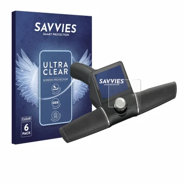 Face avant d’un emballage produit avec le logo de la marque Savvies. À côté, l’appareil Motocaddy M3 GPS Electric Trolley 2022