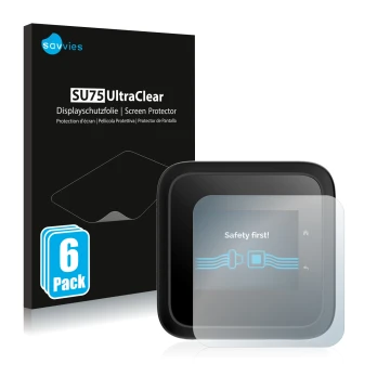 Face avant d’un emballage produit avec le logo de la marque Savvies. À côté, l’appareil Netgear Nighthawk M6 Pro est représent