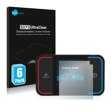 Face avant d’un emballage produit avec le logo de la marque Savvies. À côté, l’appareil Saphe Drive Pro est représenté avec la