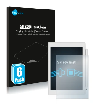 Face avant d’un emballage produit avec le logo de la marque Savvies. À côté, l’appareil Boox Nova Air 2 est représenté avec la