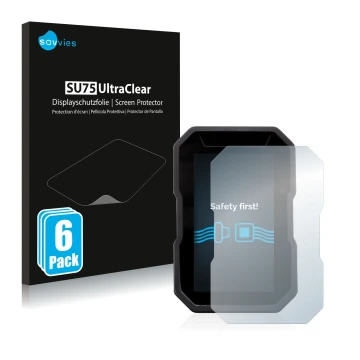 Face avant d’un emballage produit avec le logo de la marque Savvies. À côté, l’appareil Ducati DesertX 2022 est représenté ave