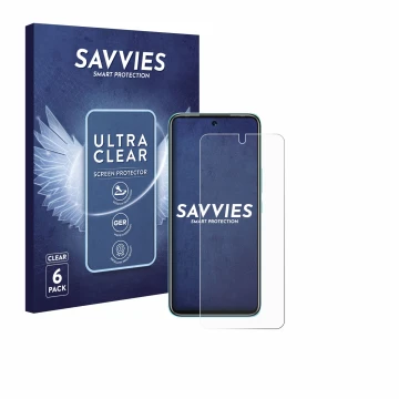 Face avant d’un emballage produit avec le logo de la marque Savvies. À côté, l’appareil Infinix Hot 12 Play est représenté ave