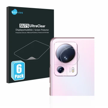 Face avant d’un emballage produit avec le logo de la marque Savvies. À côté, l’appareil Xiaomi 13 Lite (Caméra UNIQUEMENT) est