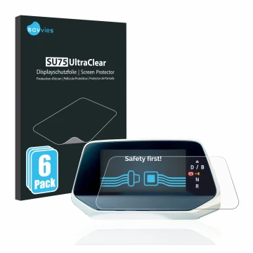 Face avant d’un emballage produit avec le logo de la marque Savvies. À côté, l’appareil Volkswagen ID.4 Digitalcockpit est rep