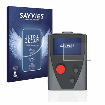 Face avant d’un emballage produit avec le logo de la marque Savvies. À côté, l’appareil Swissphone Boss 935 est représenté ave
