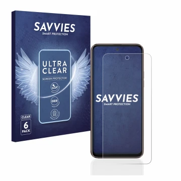 Face avant d’un emballage produit avec le logo de la marque Savvies. À côté, l’appareil HTC U23 Pro est représenté avec la pro