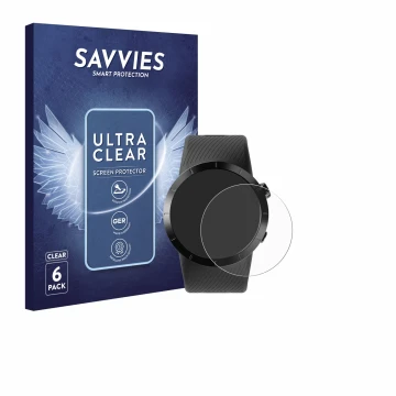 Face avant d’un emballage produit avec le logo de la marque Savvies. À côté, l’appareil Shot Scope X5 est représenté avec la p