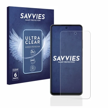 Face avant d’un emballage produit avec le logo de la marque Savvies. À côté, l’appareil realme C55 est représenté avec la prot