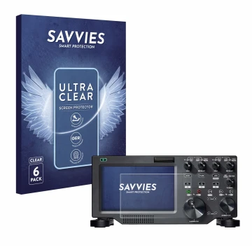 Face avant d’un emballage produit avec le logo de la marque Savvies. À côté, l’appareil FlexRadio Maestro FLEX-6000 est représ