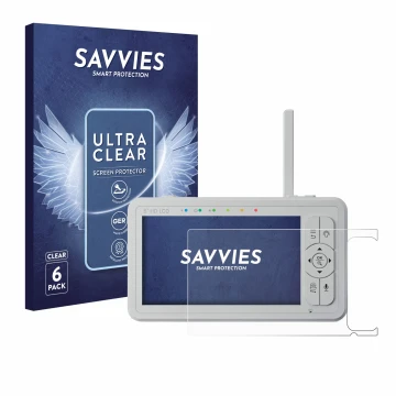 Face avant d’un emballage produit avec le logo de la marque Savvies. À côté, l’appareil Babysense HD S2 5