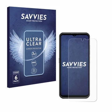 Face avant d’un emballage produit avec le logo de la marque Savvies. À côté, l’appareil Ulefone Armor 17 Pro est représenté av