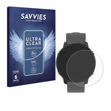 Face avant d’un emballage produit avec le logo de la marque Savvies. À côté, l’appareil Shot Scope G5 GPS Watch est représenté