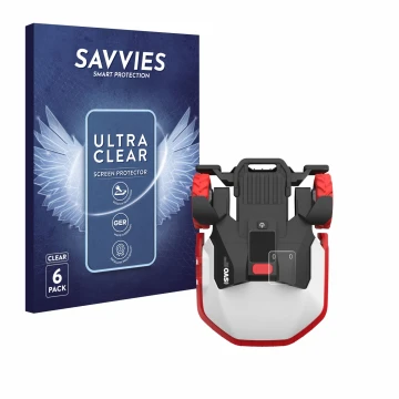 Face avant d’un emballage produit avec le logo de la marque Savvies. À côté, l’appareil Kress Mission Mega 3000 KR133E est rep