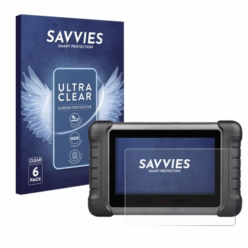 Face avant d’un emballage produit avec le logo de la marque Savvies. À côté, l’appareil Autel MaxiCheck MX808s est représenté 
