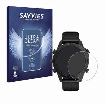 Face avant d’un emballage produit avec le logo de la marque Savvies. À côté, l’appareil Garmin Marq Commander Gen 2 est représ