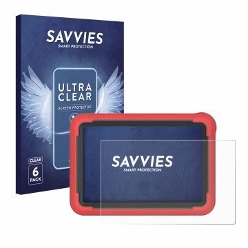 Face avant d’un emballage produit avec le logo de la marque Savvies. À côté, l’appareil Launch X-431 ProV5 2023 (10,1