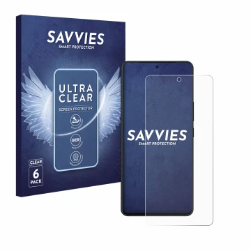 Face avant d’un emballage produit avec le logo de la marque Savvies. À côté, l’appareil ASUS ROG Phone 8 est représenté avec l