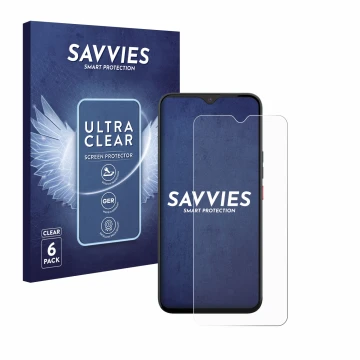 Face avant d’un emballage produit avec le logo de la marque Savvies. À côté, l’appareil Gigaset GS5 PRO SE est représenté avec