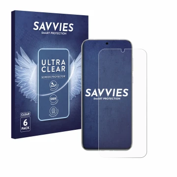 Face avant d’un emballage produit avec le logo de la marque Savvies. À côté, l’appareil Huawei Pura 70 Ultra est représenté av