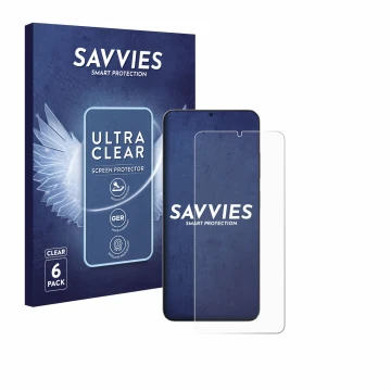 Face avant d’un emballage produit avec le logo de la marque Savvies. À côté, l’appareil Blackview Oscal Tiger 10 est représent