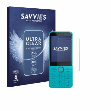 Face avant d’un emballage produit avec le logo de la marque Savvies. À côté, l’appareil Nokia 235 4G (2024) est représenté ave