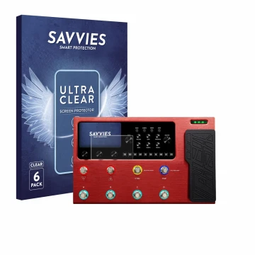 Face avant d’un emballage produit avec le logo de la marque Savvies. À côté, l’appareil Valeton GP-200R est représenté avec la