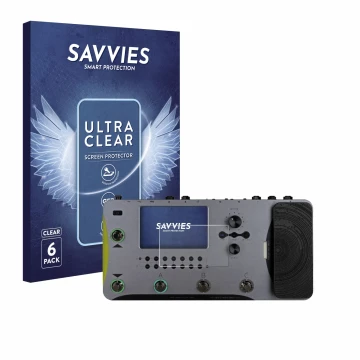 Face avant d’un emballage produit avec le logo de la marque Savvies. À côté, l’appareil Mooer GE1000 est représenté avec la pr