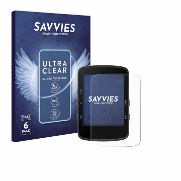 Face avant d’un emballage produit avec le logo de la marque Savvies. À côté, l’appareil Bryton Rider 460 est représenté avec l