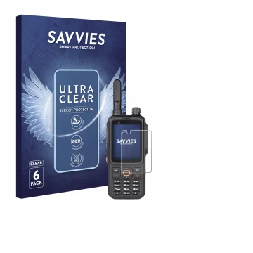 Face avant d’un emballage produit avec le logo de la marque Savvies. À côté, l’appareil Inrico T320 est représenté avec la pro