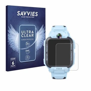 Face avant d’un emballage produit avec le logo de la marque Savvies. À côté, l’appareil Imoo Watch Phone Z7 est représenté ave