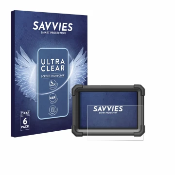 Face avant d’un emballage produit avec le logo de la marque Savvies. À côté, l’appareil Launch X-431 Pro Dyno est représenté a