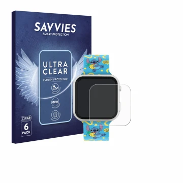Face avant d’un emballage produit avec le logo de la marque Savvies. À côté, l’appareil Disney Stitch LAS4038 est représenté a