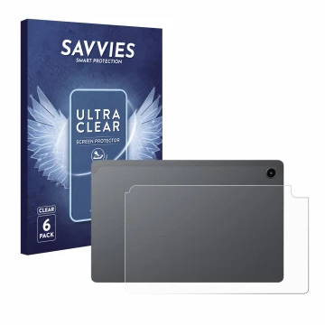Face avant d’un emballage produit avec le logo de la marque Savvies. À côté, l’appareil Alldocube iPlay 60 Mini Pro (Arrière) 