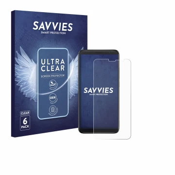 Face avant d’un emballage produit avec le logo de la marque Savvies. À côté, l’appareil TCL 403 est représenté avec la protect
