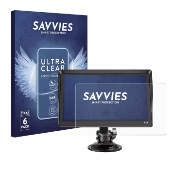 Face avant d’un emballage produit avec le logo de la marque Savvies. À côté, l’appareil Xgody X10 9