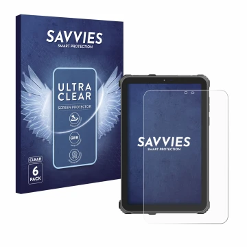 Face avant d’un emballage produit avec le logo de la marque Savvies. À côté, l’appareil Oukitel RT3 Pro est représenté avec la