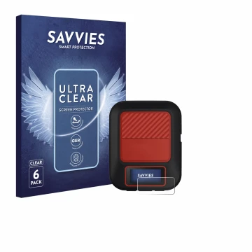 Face avant d’un emballage produit avec le logo de la marque Savvies. À côté, l’appareil Garmin inReach Messenger Plus est repr
