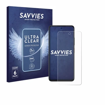 Face avant d’un emballage produit avec le logo de la marque Savvies. À côté, l’appareil ZTE Blade A75 4G est représenté avec l