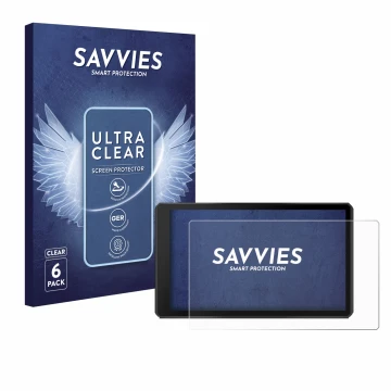 Face avant d’un emballage produit avec le logo de la marque Savvies. À côté, l’appareil Garmin Tread 2 Powersport 6