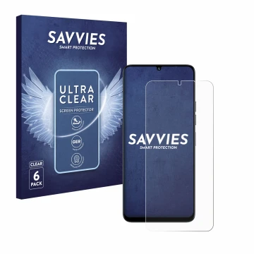 Face avant d’un emballage produit avec le logo de la marque Savvies. À côté, l’appareil Umidigi G9 5G est représenté avec la p
