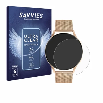 Face avant d’un emballage produit avec le logo de la marque Savvies. À côté, l’appareil Levowatch Edgy 1.43