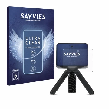 Face avant d’un emballage produit avec le logo de la marque Savvies. À côté, l’appareil Garmin Approach R10 est représenté ave