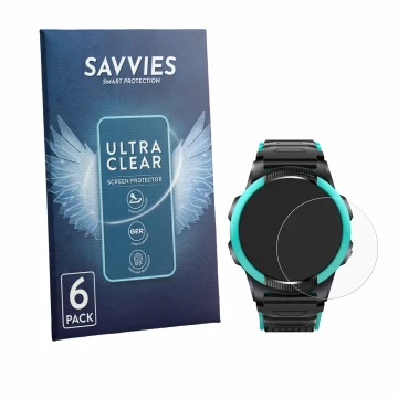 Face avant d’un emballage produit avec le logo de la marque Savvies. À côté, l’appareil SaveFamily Slim 4G est représenté avec