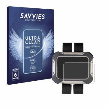 Face avant d’un emballage produit avec le logo de la marque Savvies. À côté, l’appareil Apeks DSX est représenté avec la prote