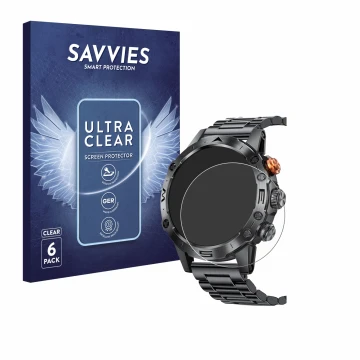 Face avant d’un emballage produit avec le logo de la marque Savvies. À côté, l’appareil DekeFit MT43PRO 1.53